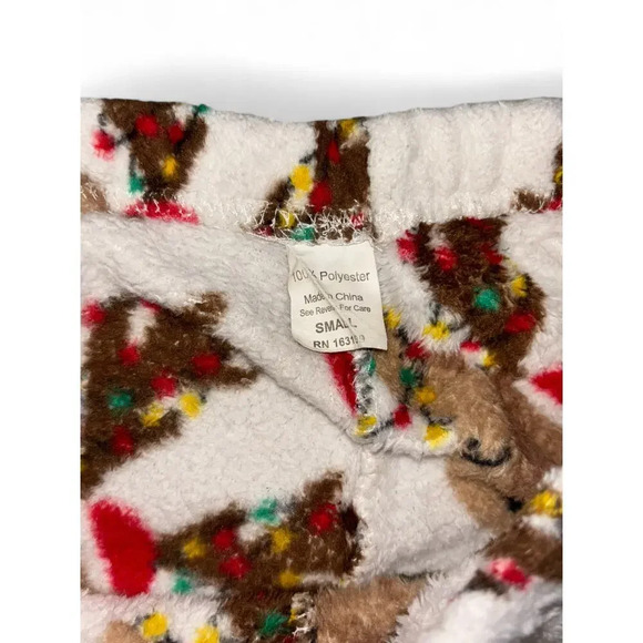 Holiday Christmas Reindeer Girls Cozy Pajama Pants White Red Size Small - Picture 4 of 5